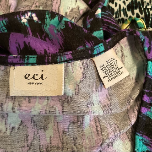 ECI Purple and Teal Patterned Blouse XXL - Picture 5 of 5